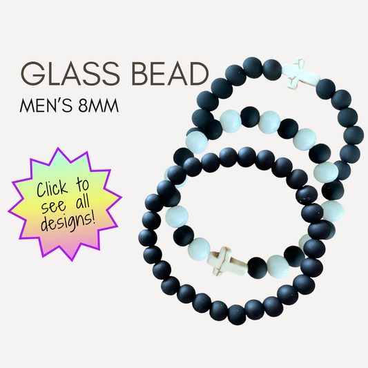 Glass bead bracelets - Men's 8mm