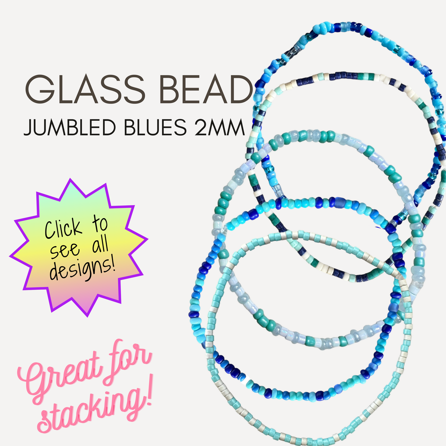 Stacking bracelets - 2mm Jumbled Blues!